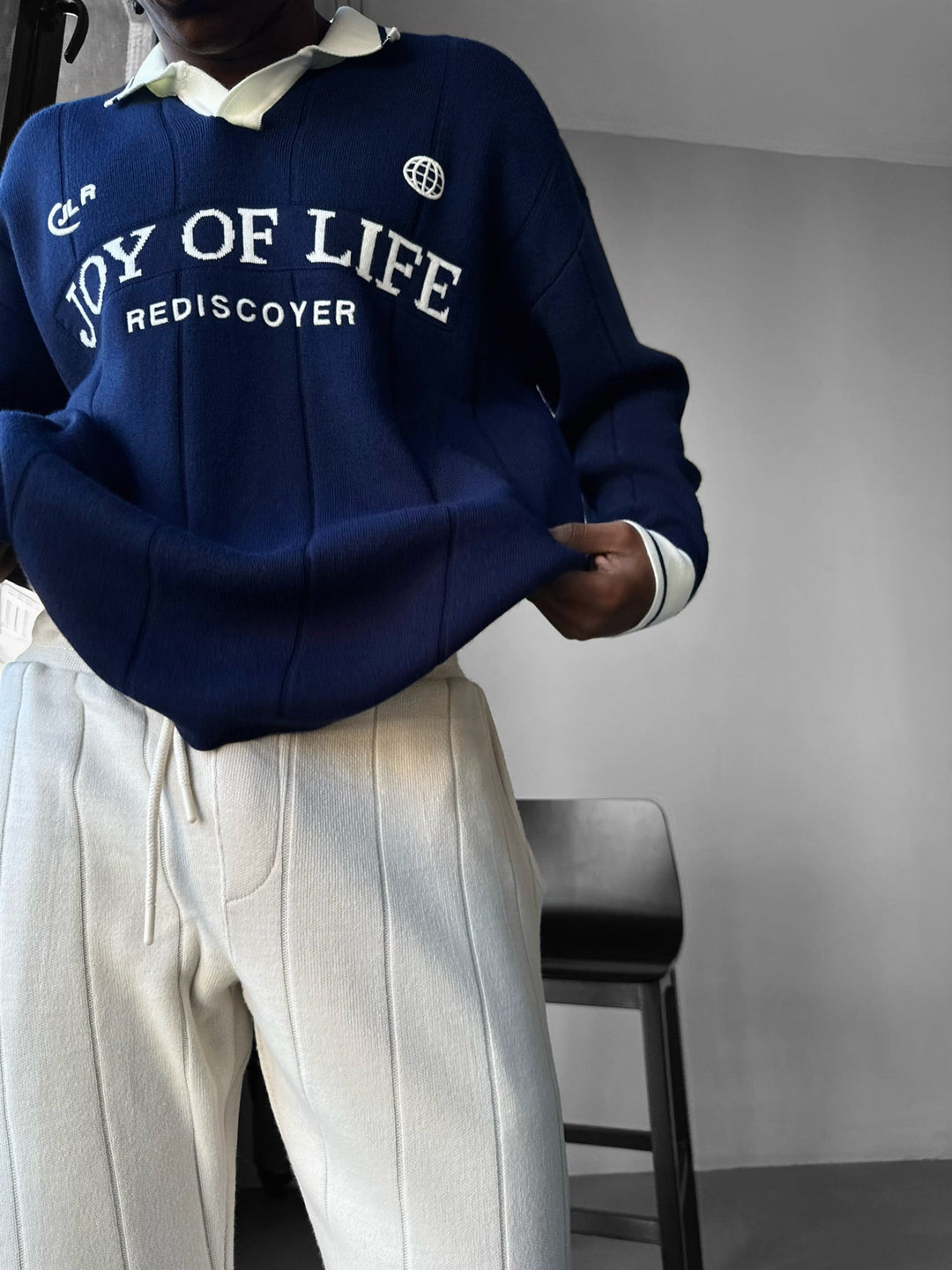 Lös Passform JLR Polo Sweater - Mörkblå