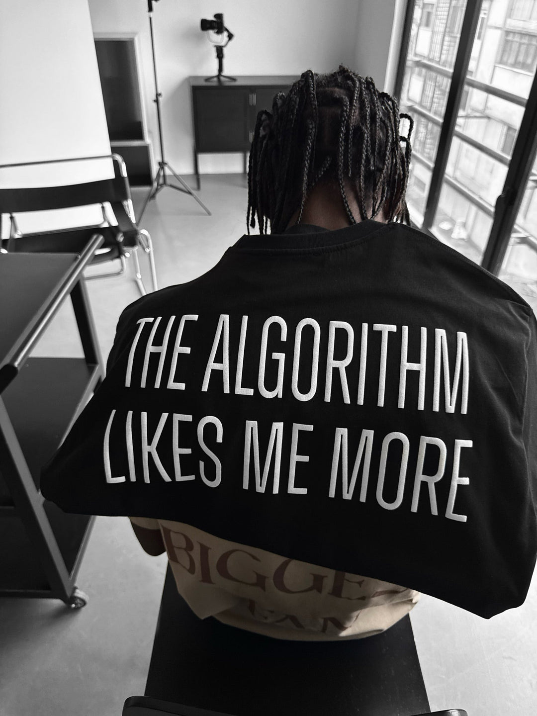 Oversize "Algorithm" T-shirt - Svart och Vit