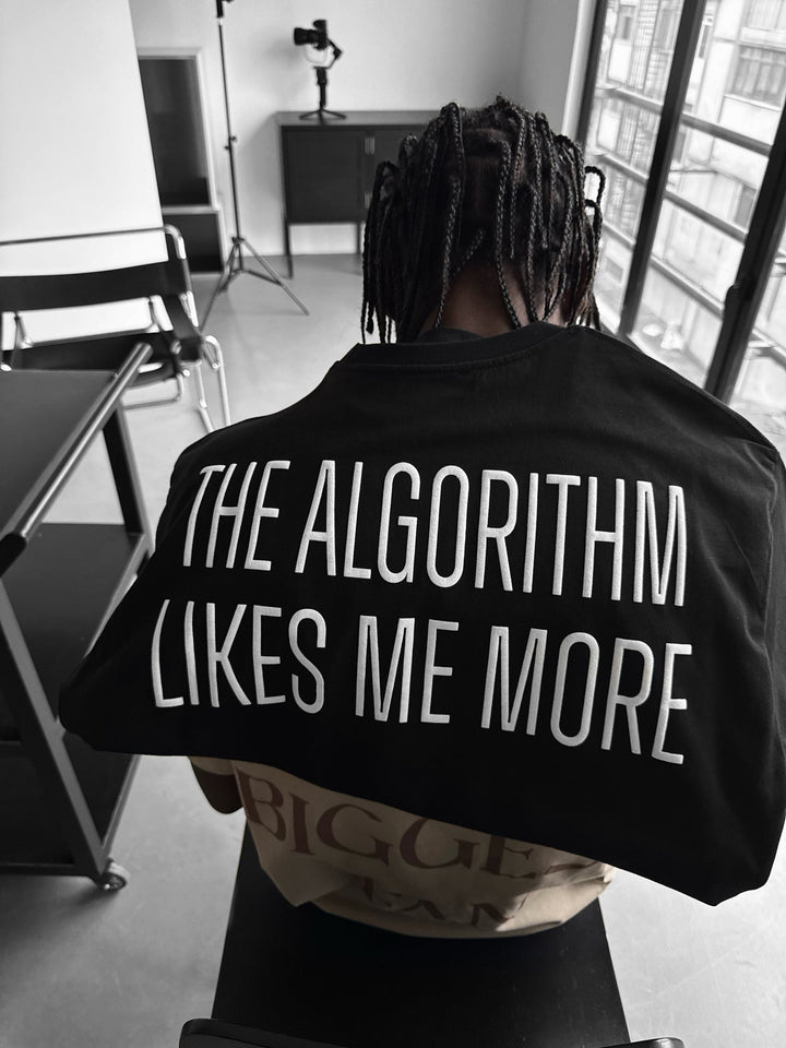Oversize "Algorithm" T-shirt - Svart och Vit