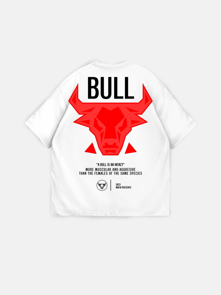 Oversize Bull T-shirt - Vit och Röd