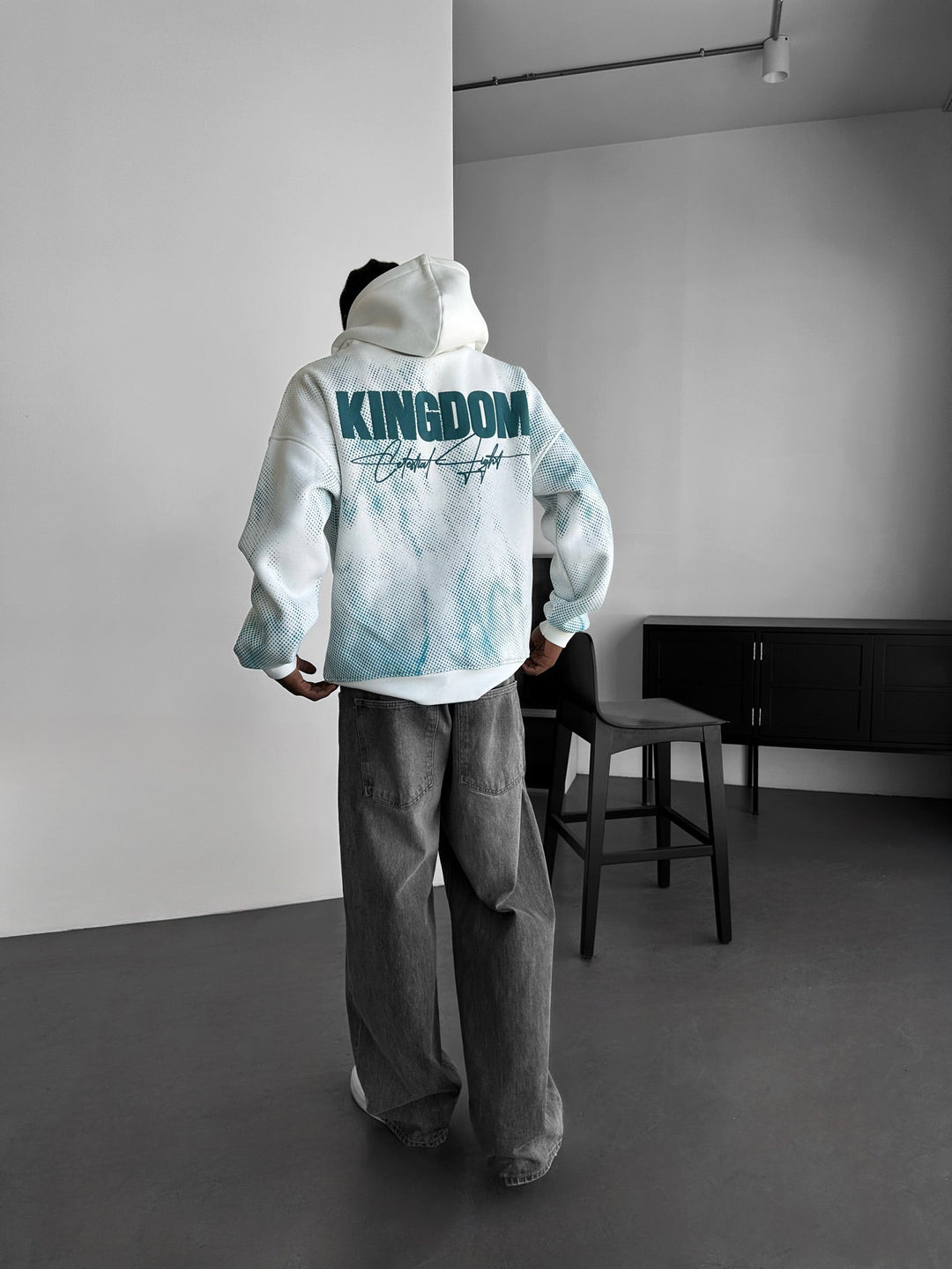 Oversize Kingdom Hoodie - Ecru och Turkos