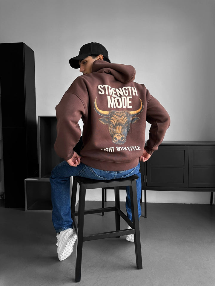 Oversize Styrkemode Hoodie - Brun