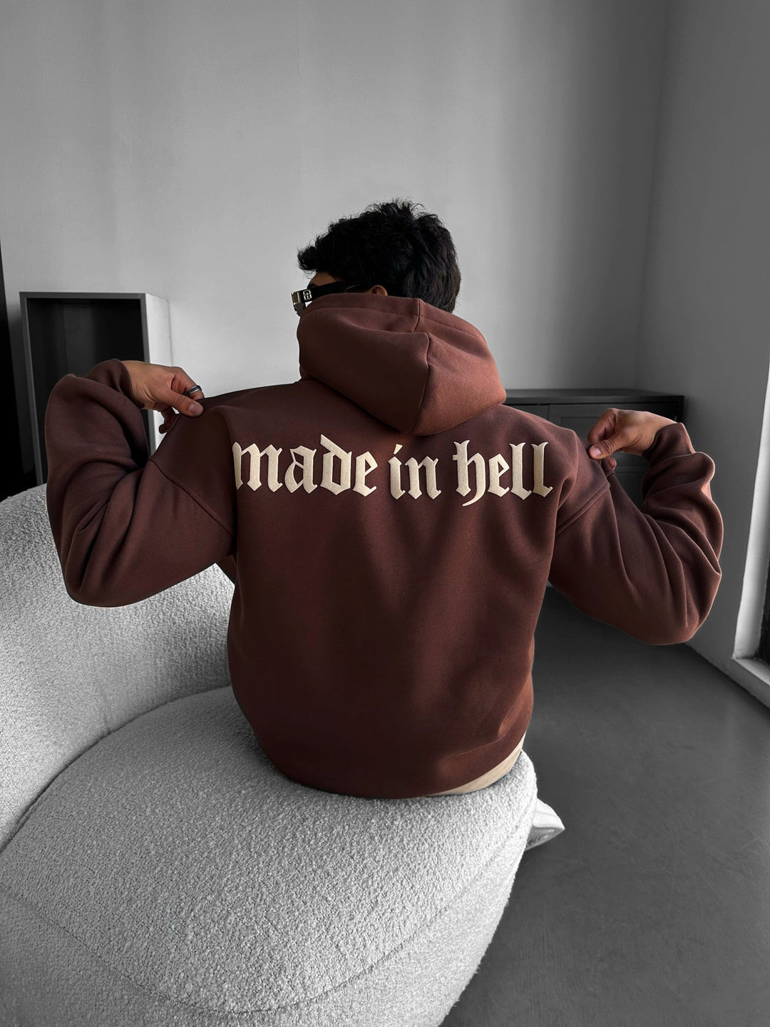 Oversize Made in Hell Hoodie - Brun