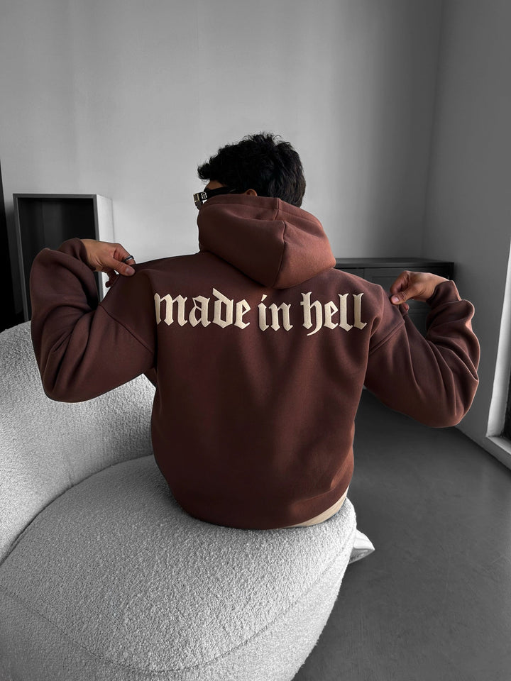 Oversize Made in Hell Hoodie - Brun