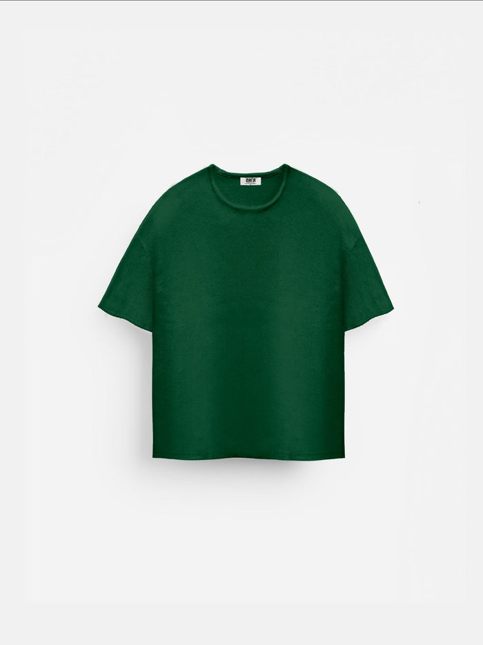 Oversize Stickad T-Shirt - Petrol