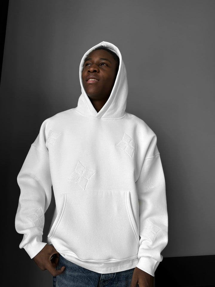 Oversize Detaljerad Hoodie - Ecru