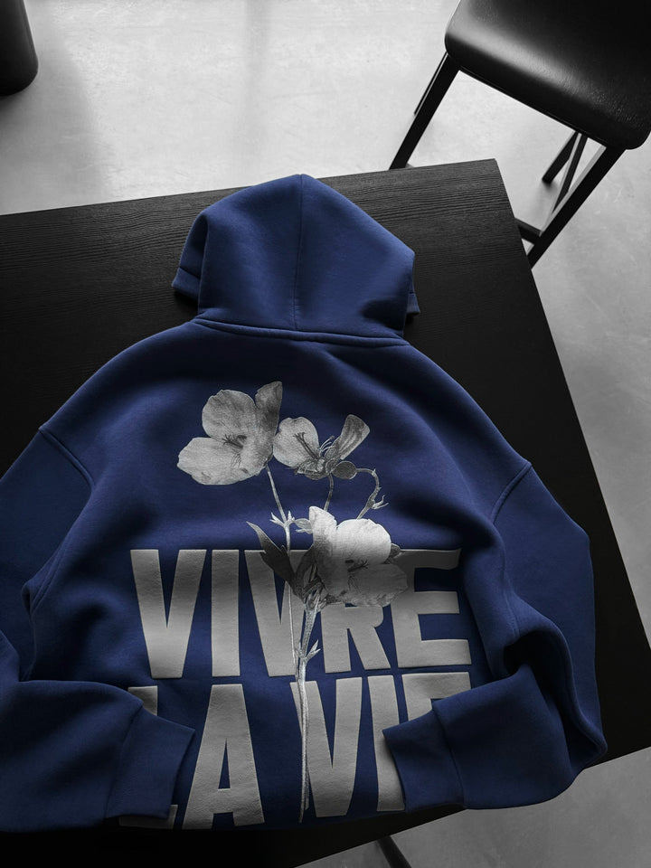 Oversize Vivre La Vie Hoodie - Klarblå