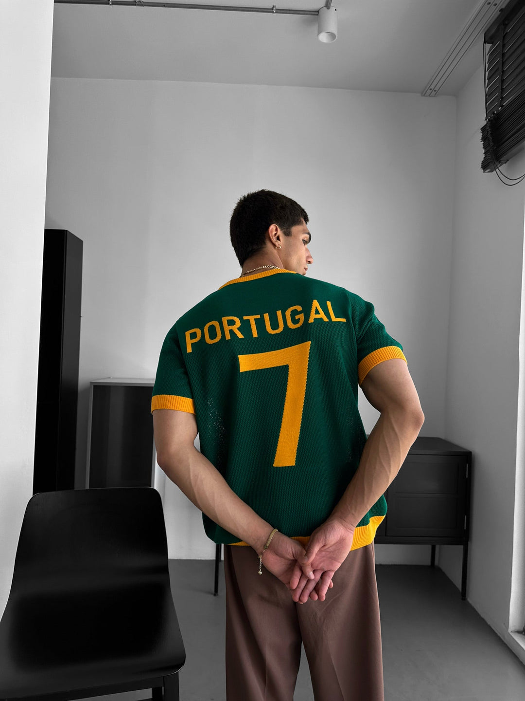 Oversize Portugal Stickad T-shirt - Grön