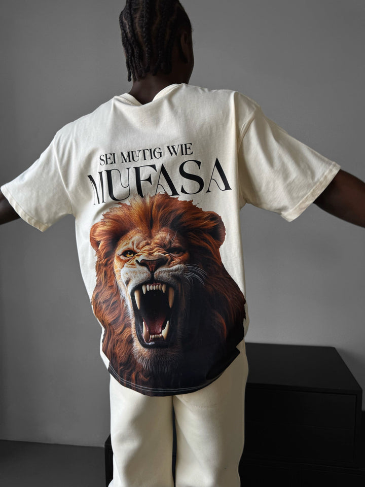 Oversize Lejon T-Shirt - Antik Vit