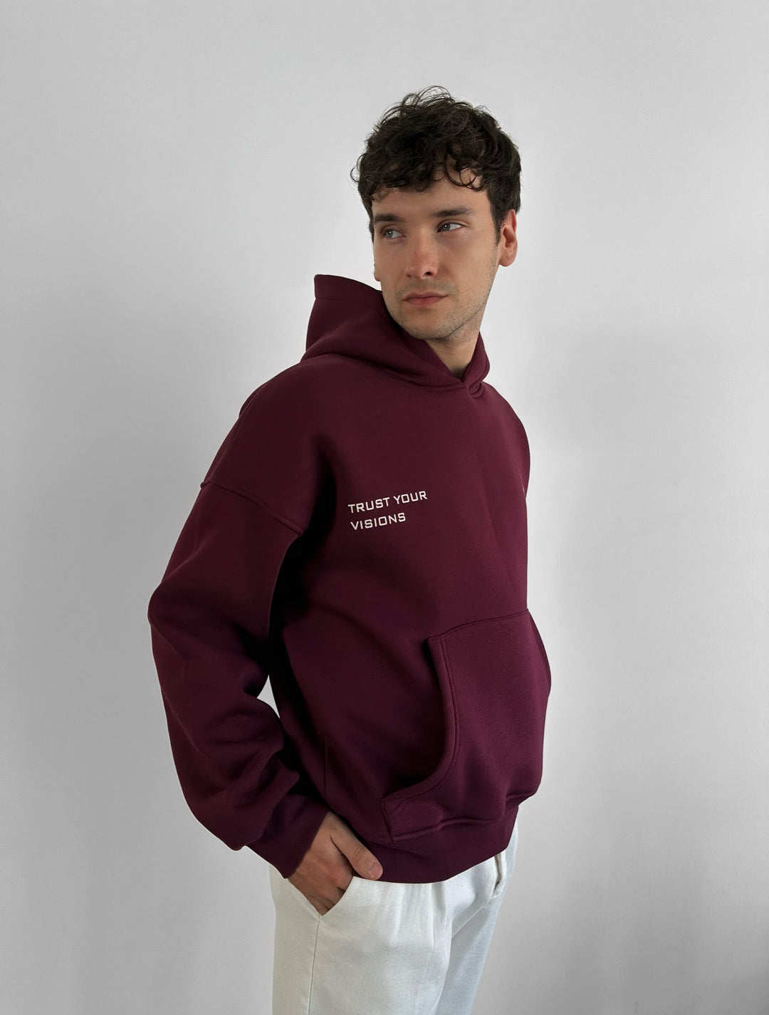 Oversize Cross Hoodie - Bordeaux