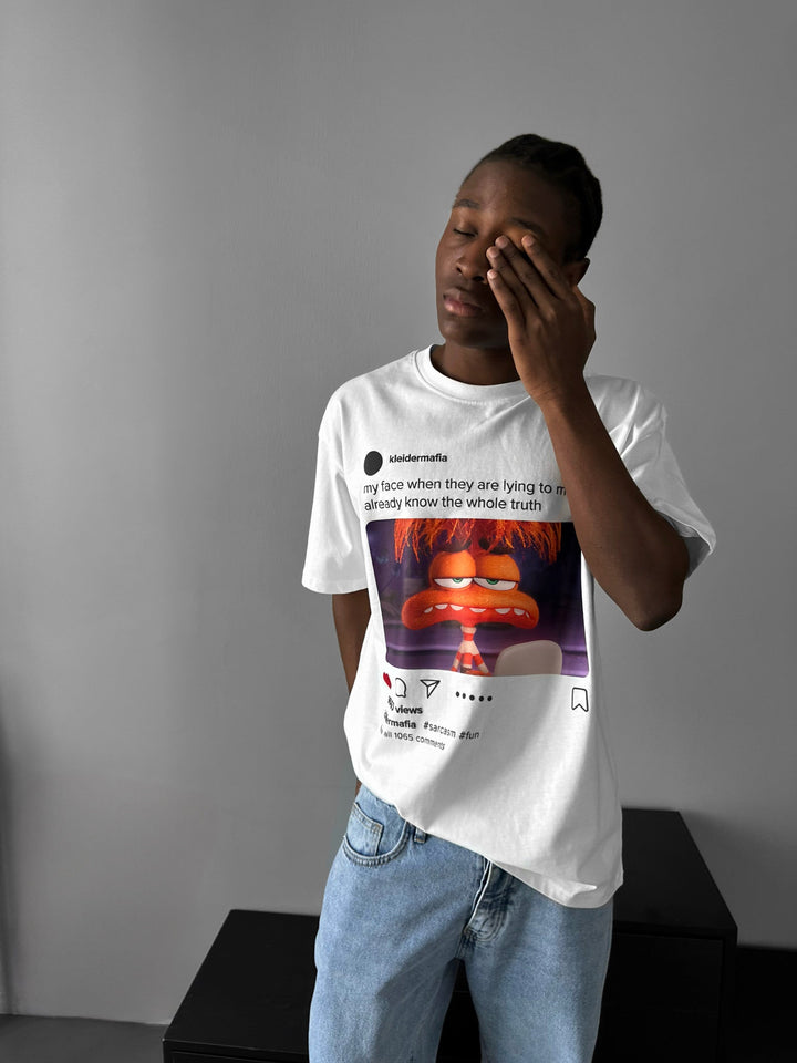 Oversize Sarcasm Post T-shirt - Ecru