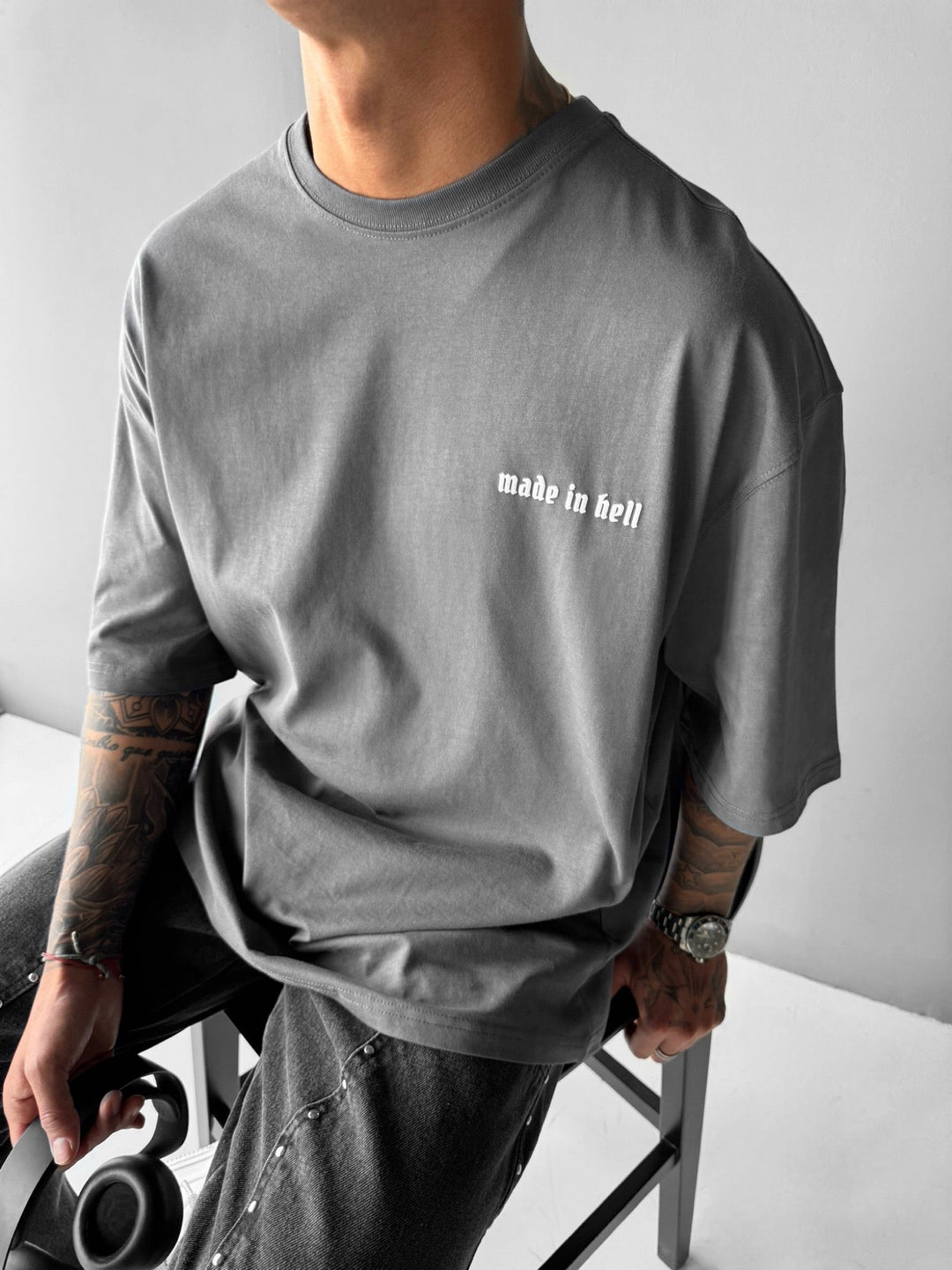 Oversize Made in Hell T-shirt - Antracit