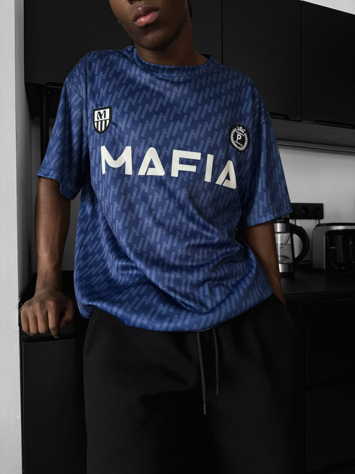 Oversize Mafia Trikot T-Shirt - Blå