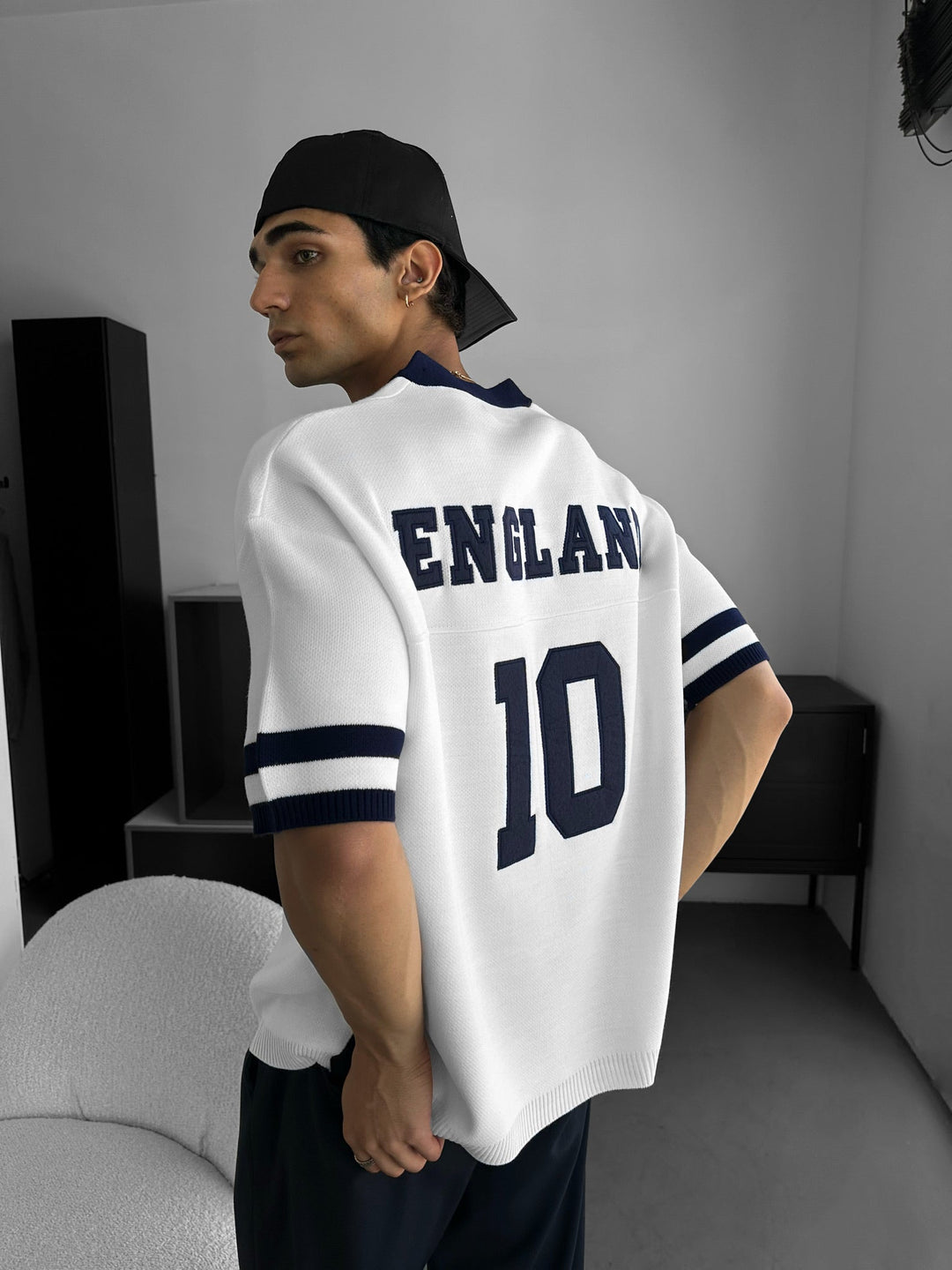 Oversize England Stickad T-shirt - Vit