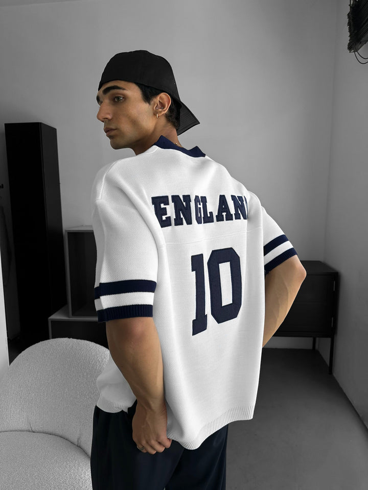 Oversize England Stickad T-shirt - Vit