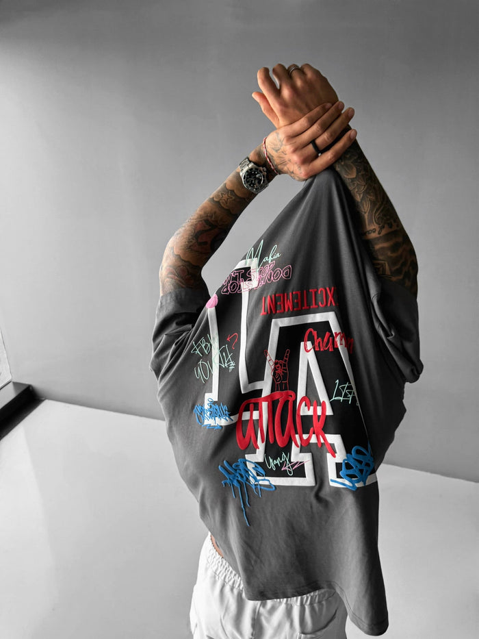 Oversize L.A T-shirt - Antracit