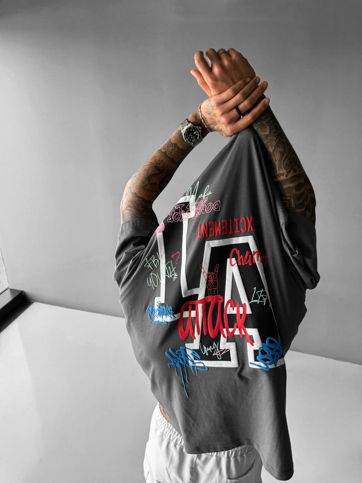 Oversize L.A T-shirt - Antracit