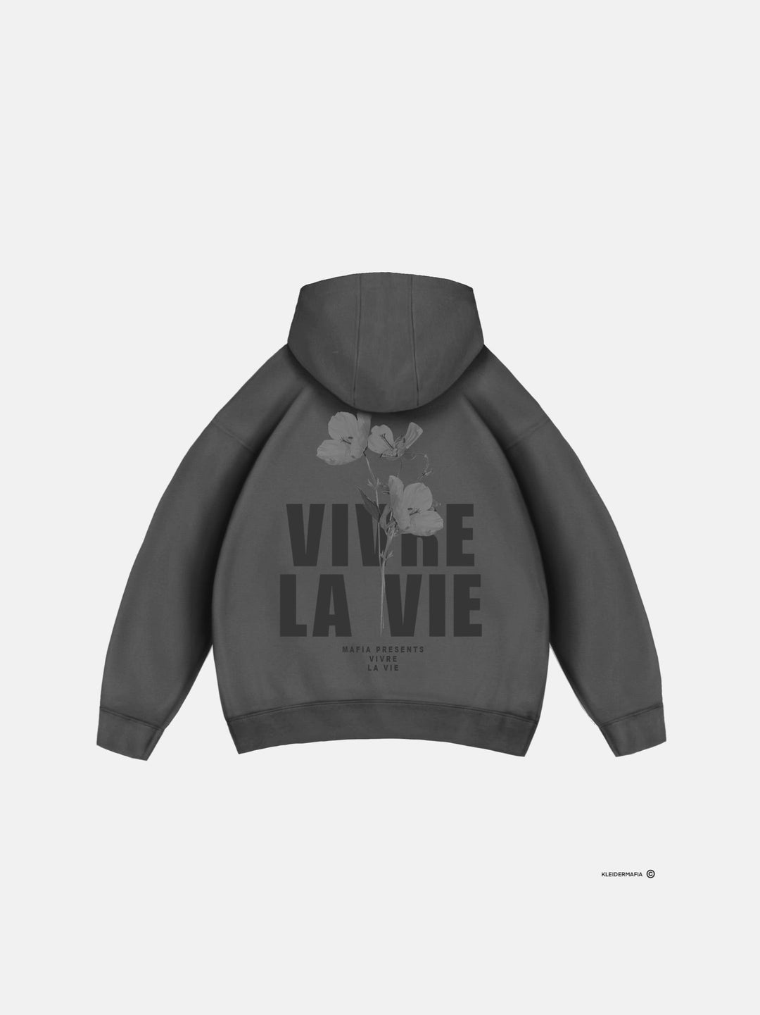 Oversize Vivre La Vie Hoodie - Lava Smoke