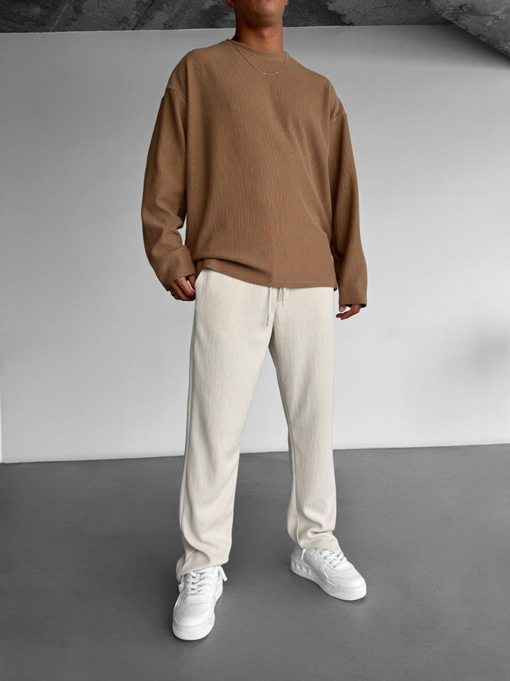 Lös Passform Cordbyxor - Beige