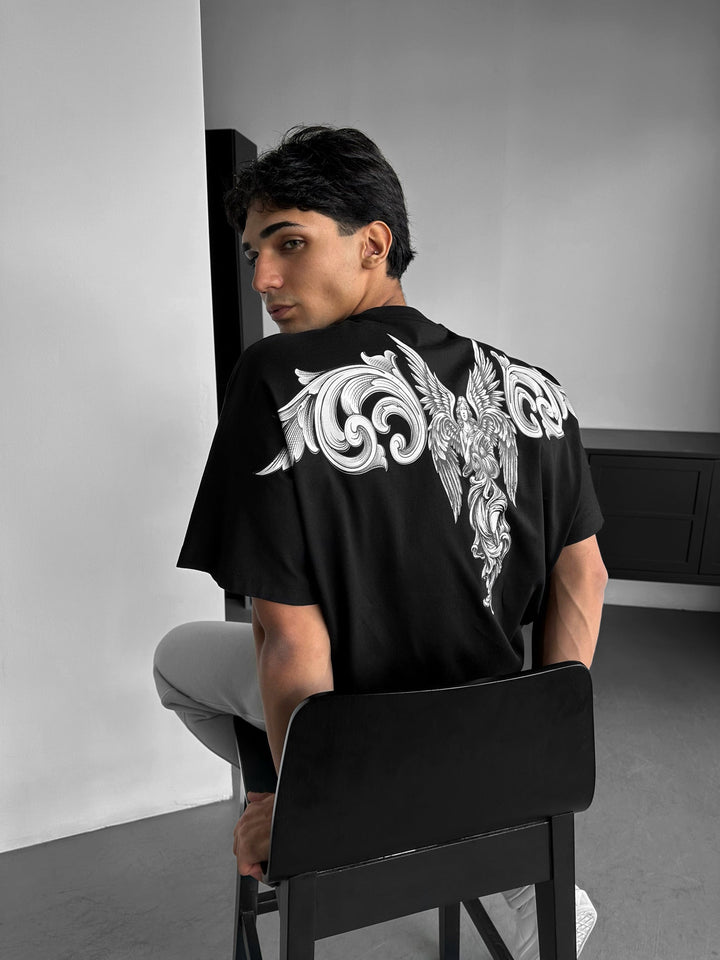 Oversize Sky Angel T-shirt - Svart