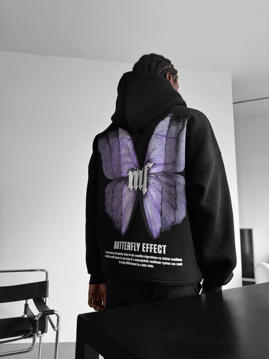Oversized Butterfly Effect Hoodie - Svart