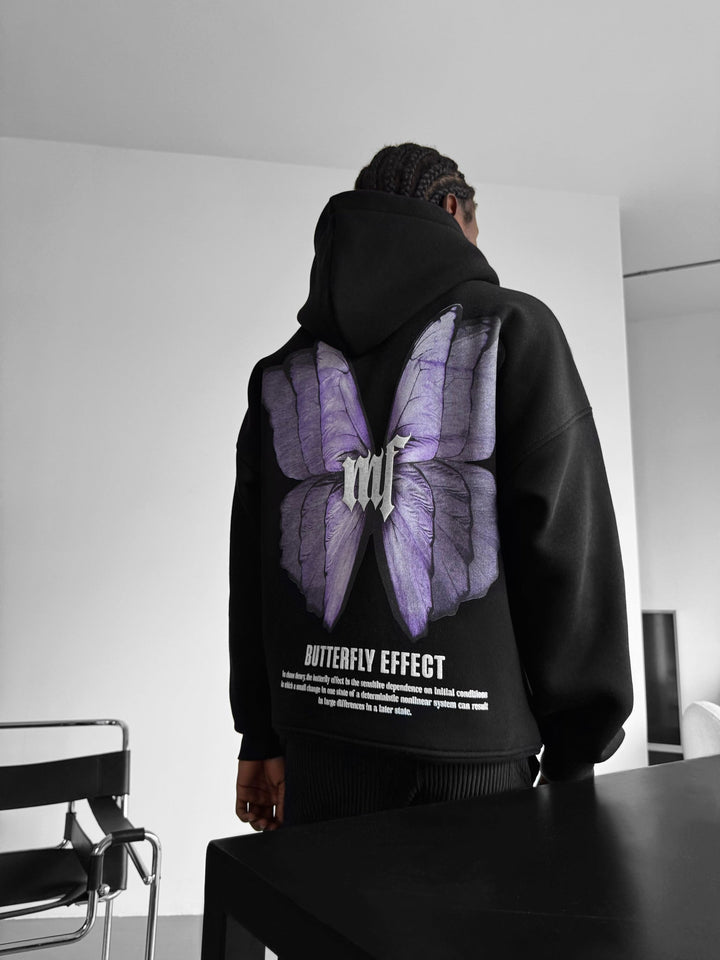 Oversized Butterfly Effect Hoodie - Svart