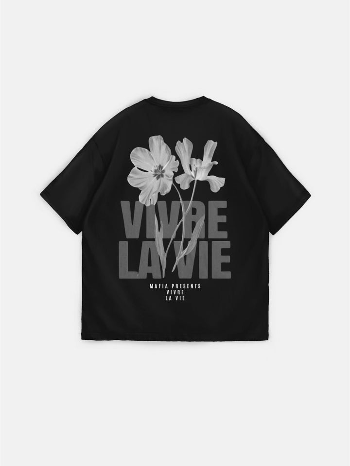 Oversize Vivre la Vie T-shirt - Svart och Antracit