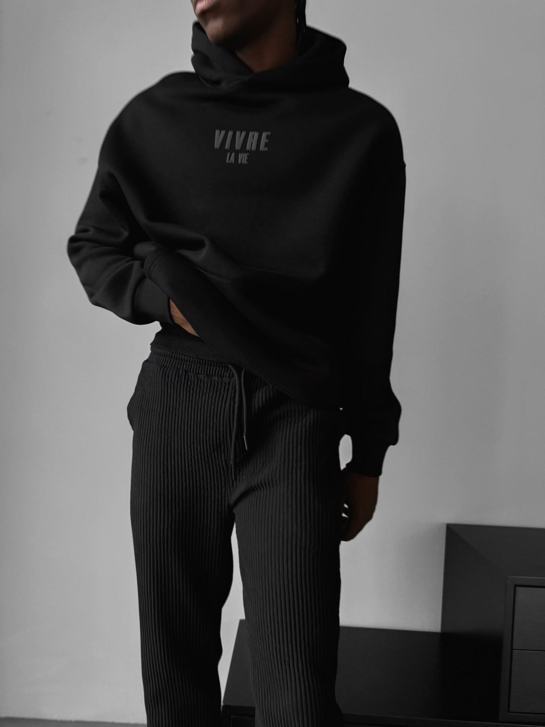 Oversize Vivre La Vie Hoodie - Svart och Grå