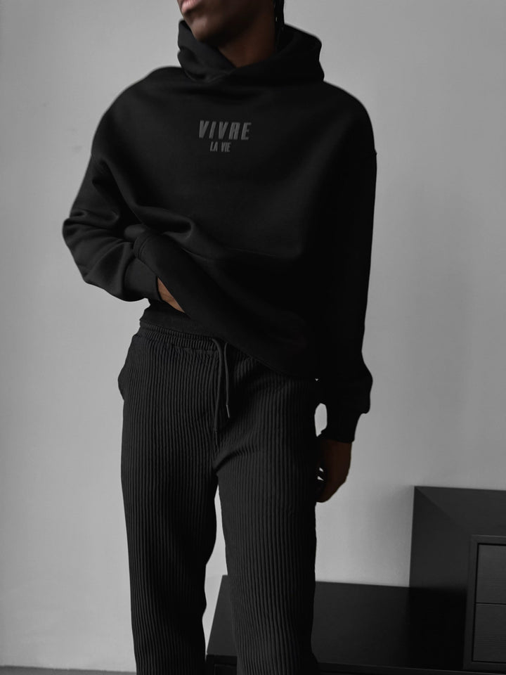 Oversize Vivre La Vie Hoodie - Svart och Grå