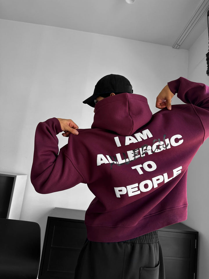Oversize Allergisk Hoodie - Bordeaux