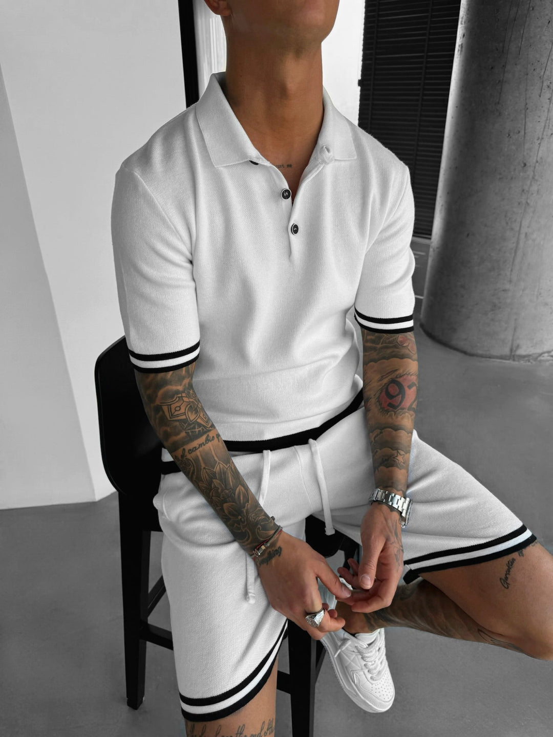Regular Fit Stickad T-shirt - Ecru
