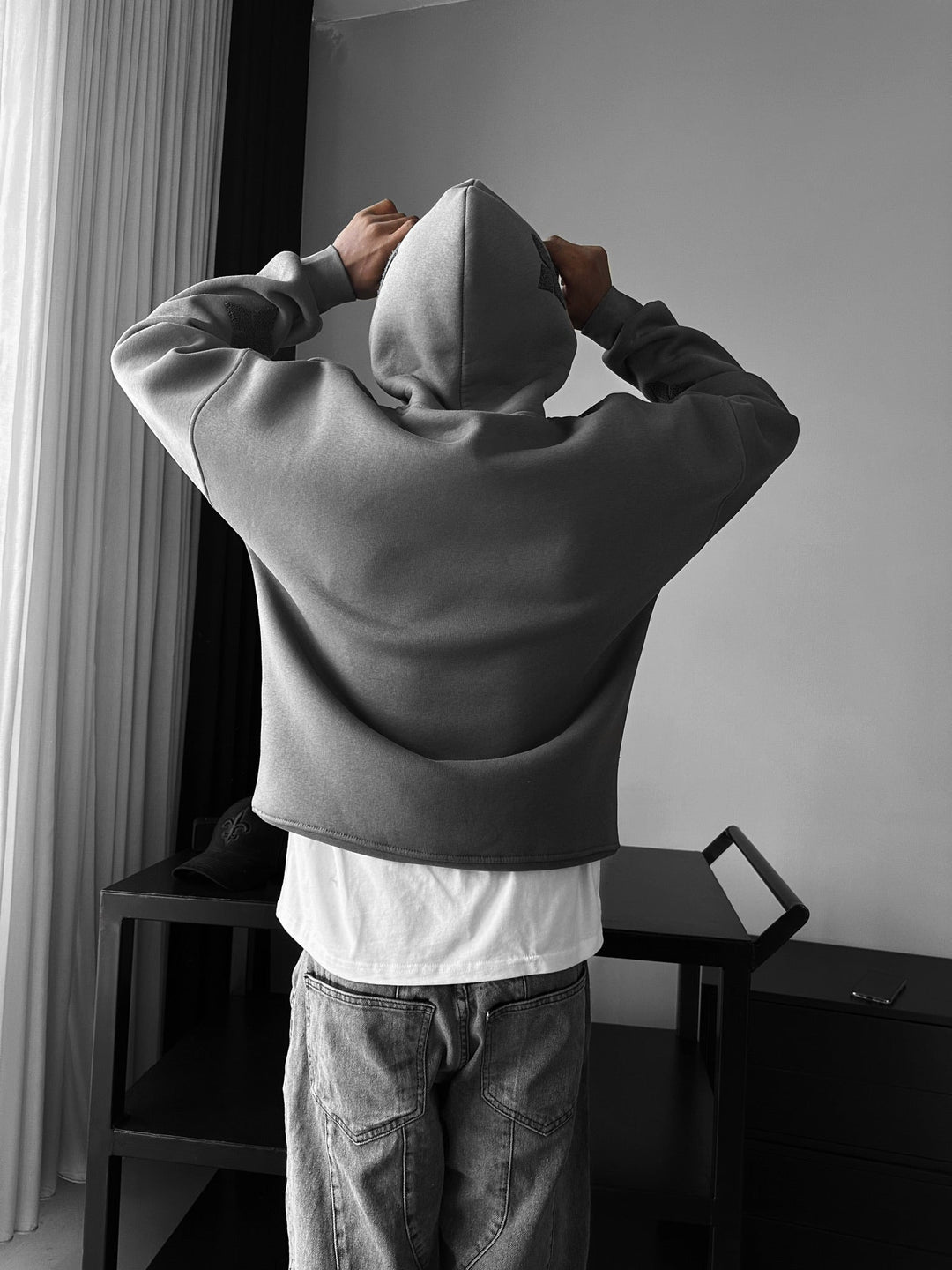 Överdimensionerad Detaljerad Hoodie - Antracit
