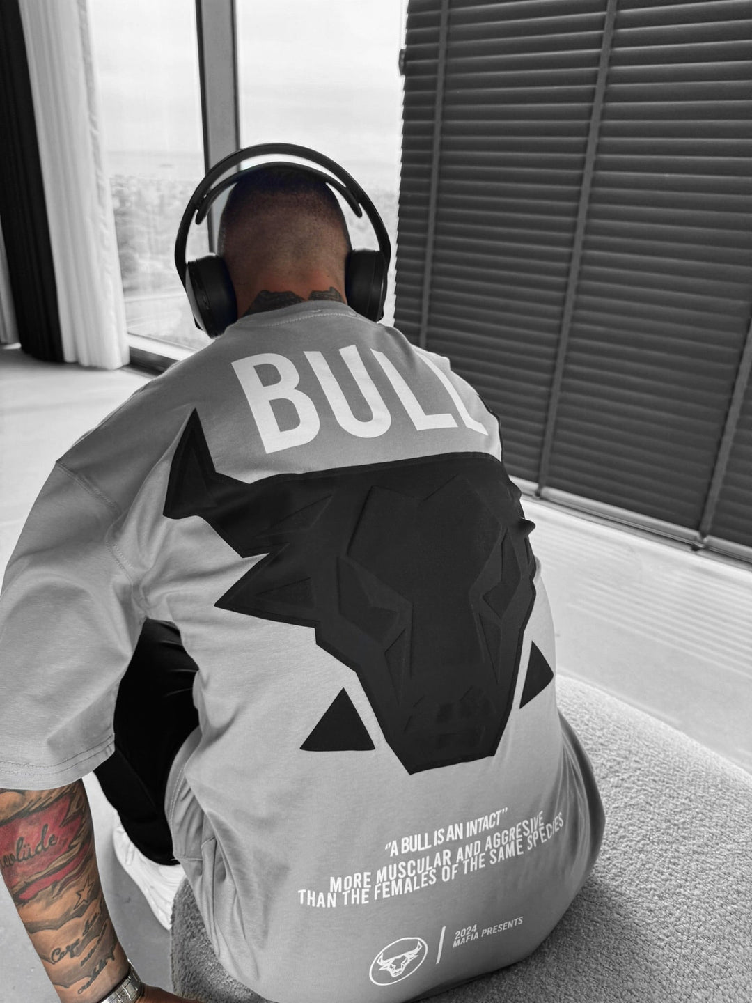 Oversize Bull T-shirt - Grå och Svart
