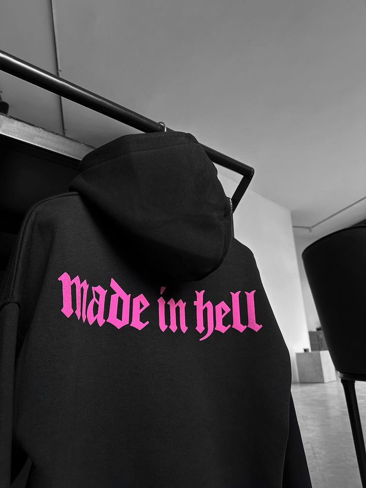 Oversize Made in Hell Hoodie - Svart och Lila