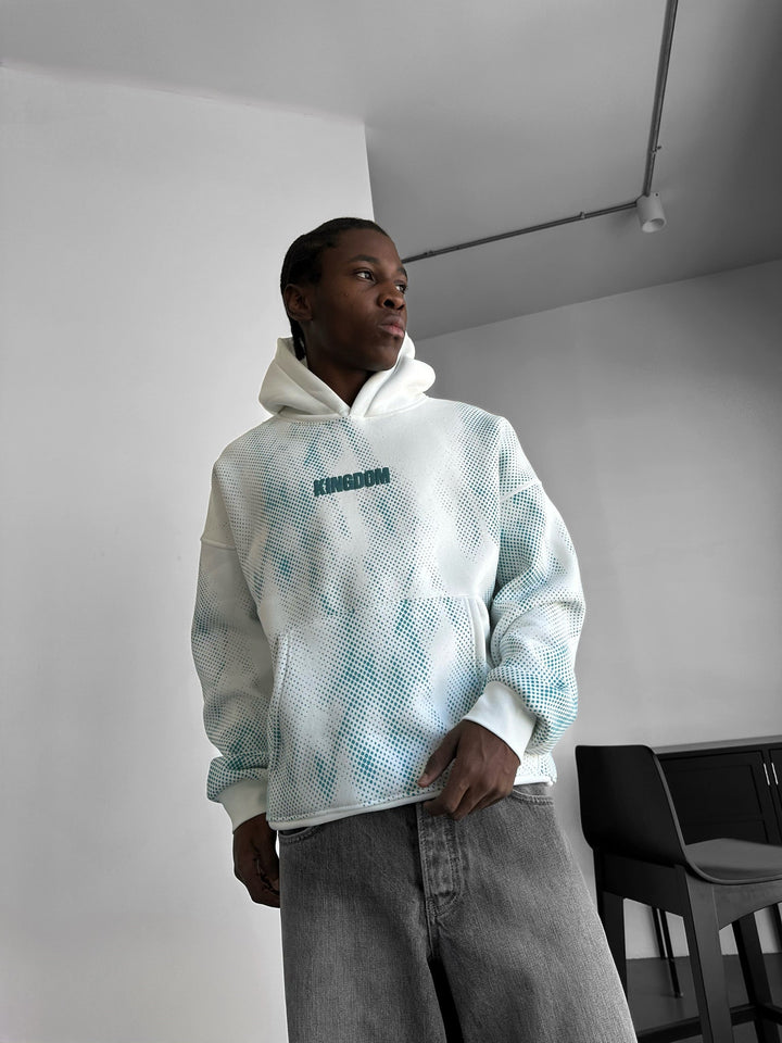 Oversize Kingdom Hoodie - Ecru och Turkos