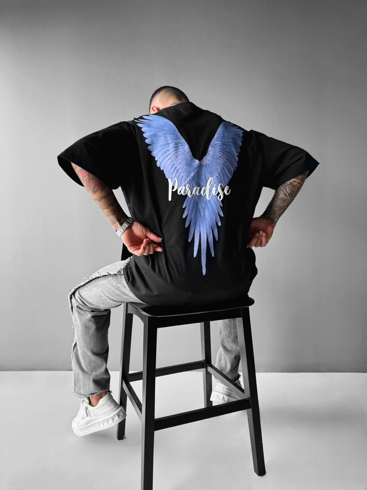 Oversize Papegoja Paradis T-shirt - Svart och Lila