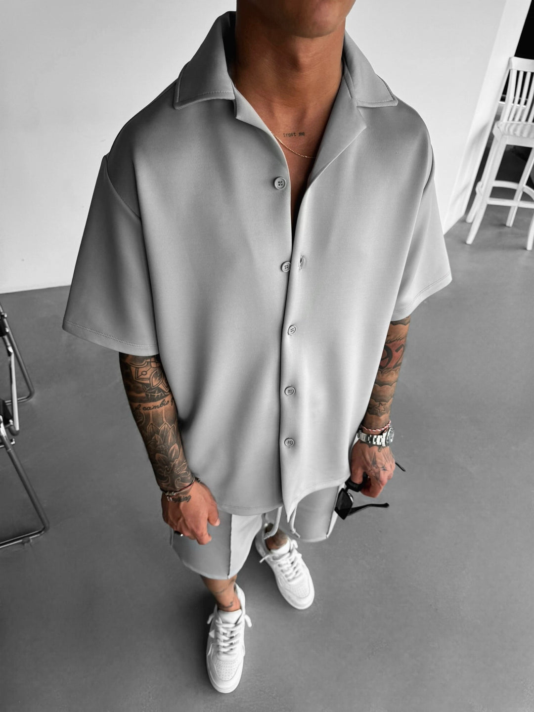 Oversize Diver Shirt - Grå