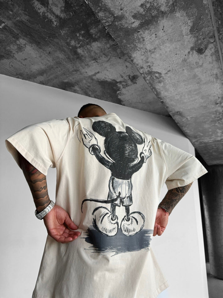 Oversize Mus-T-shirt - Beige