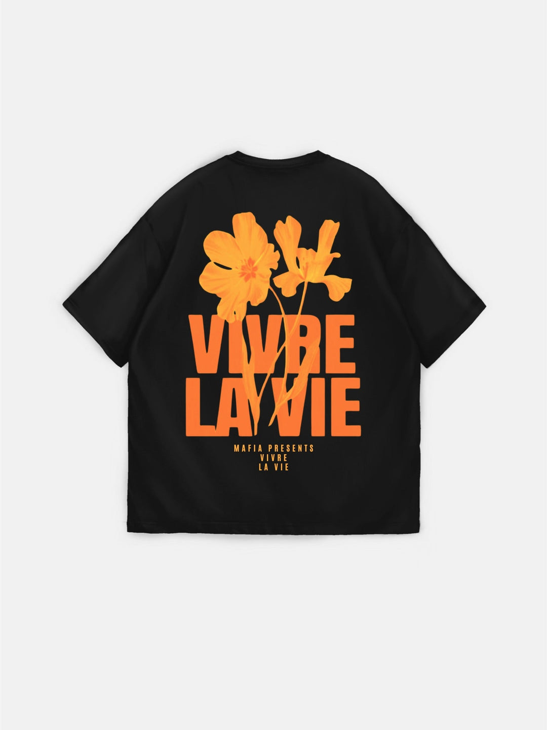 Oversize Vivre la Vie T-shirt - Svart och Orange