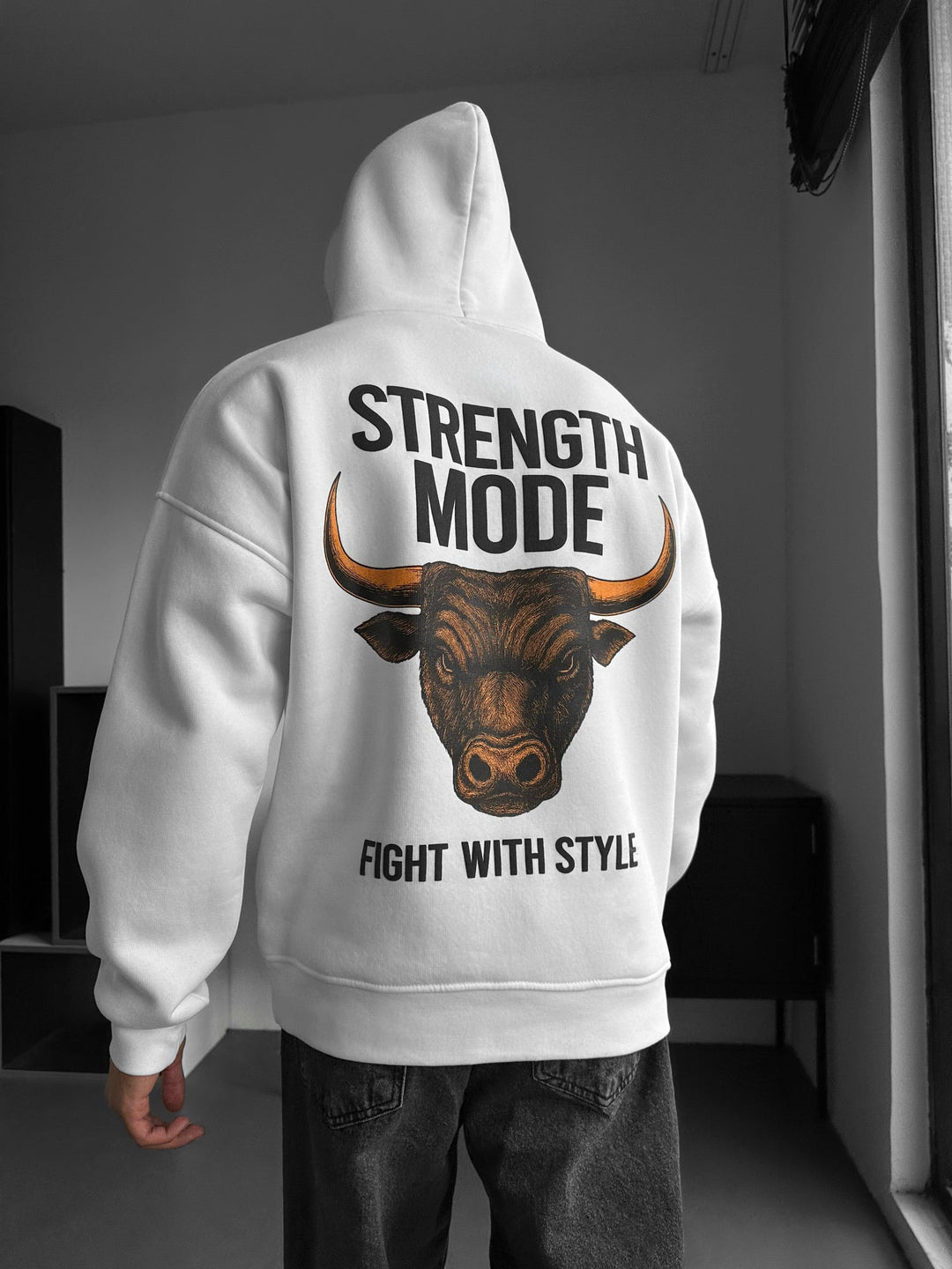Oversize Styrkemode Hoodie - Vit
