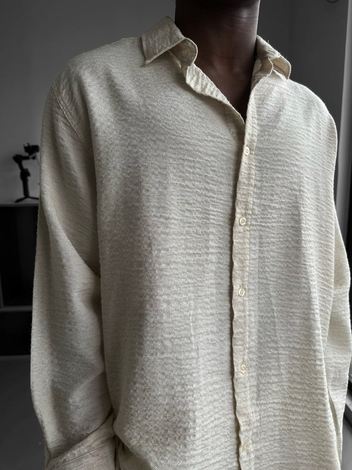 Oversize Muslin Långärmad Skjorta - Cremé