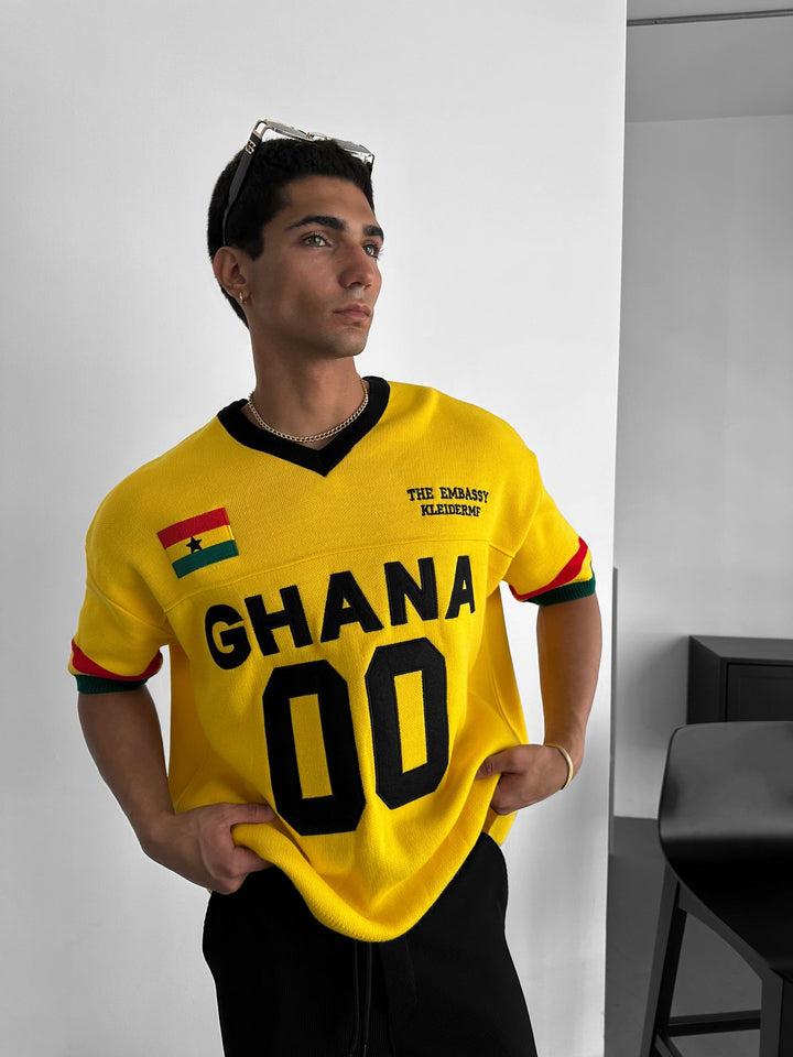 Oversize Ghana Stickad T-shirt - Gul