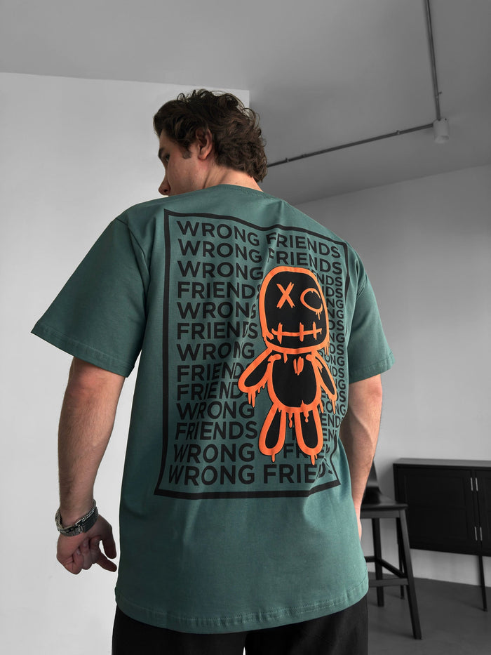 Oversize Felaktiga Vänner T-shirt - Khaki