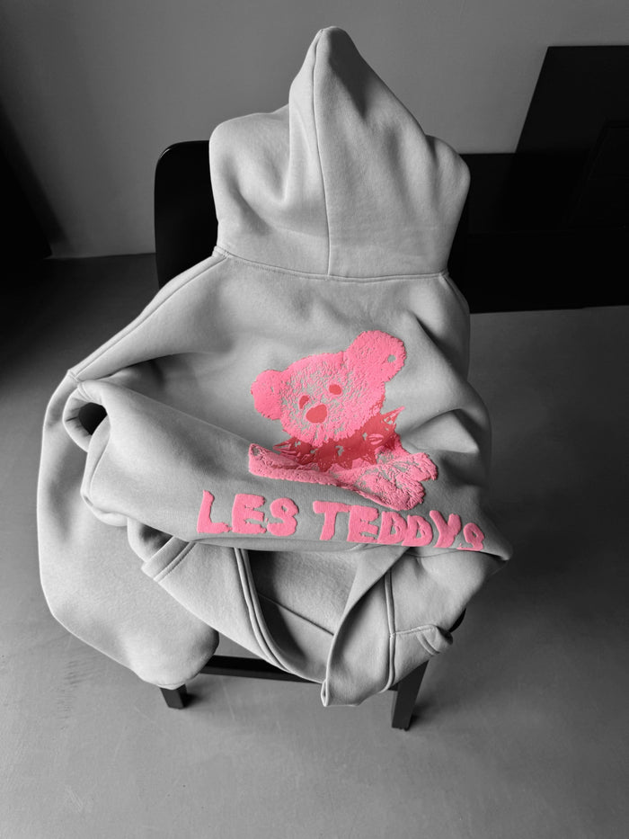 Oversize 'Les Teddys' Hoodie - Grå