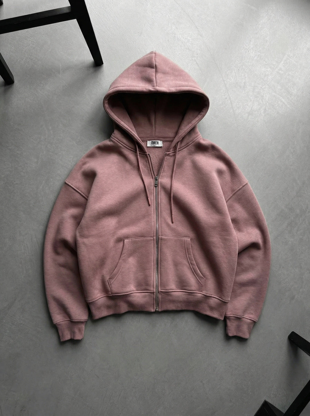 Oversize Basic Zipper Hoodie - Antler