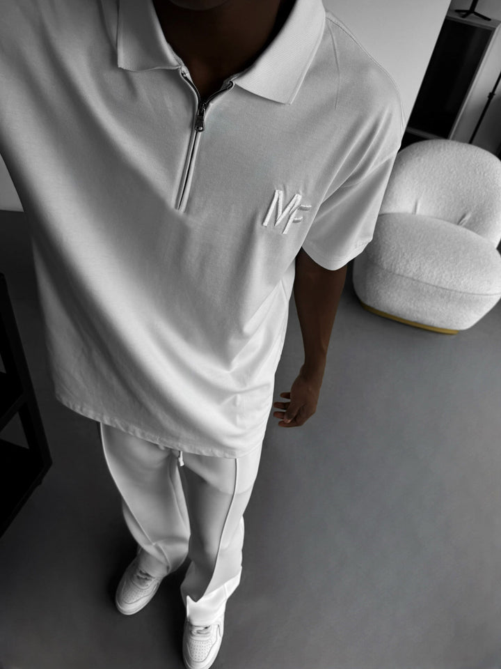 Loose Fit Knit Polo "MF" T-Shirt - Vit