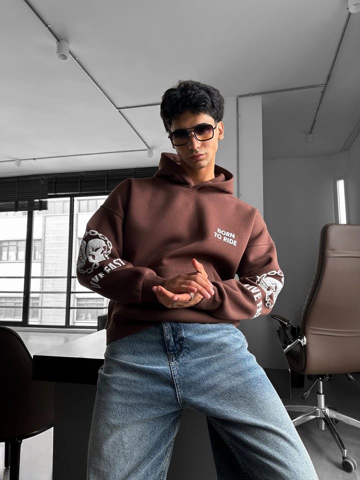 Oversize Ride to Survive Hoodie - Brun