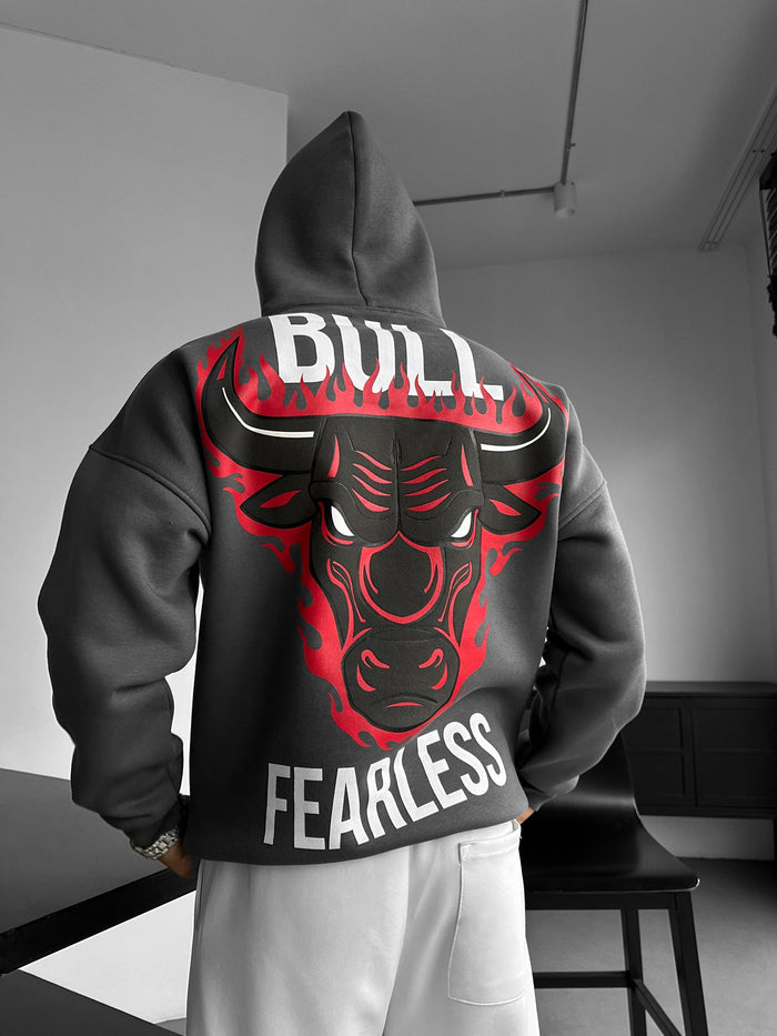Oversize Bull Fearless Hoodie - Antracit