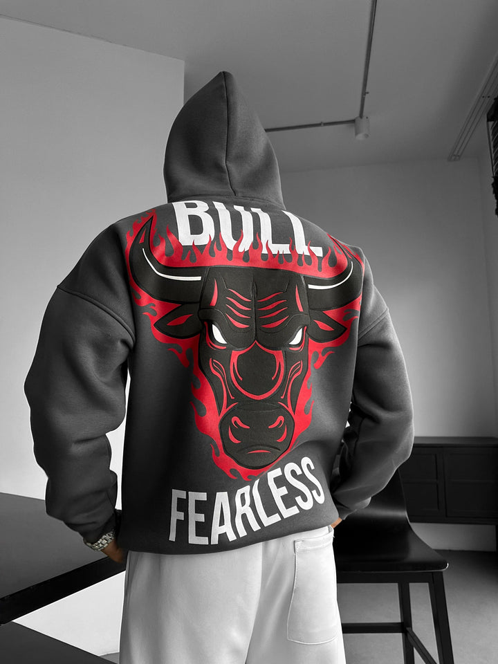Oversize Bull Fearless Hoodie - Antracit