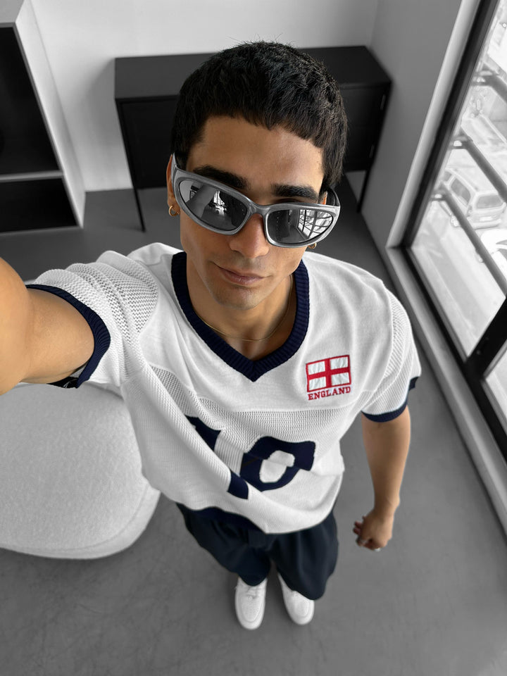 Oversize England Stickad T-shirt - Vit